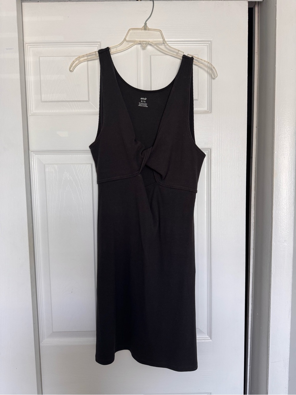 aerie Black Midi Twist-Front Tank Dress